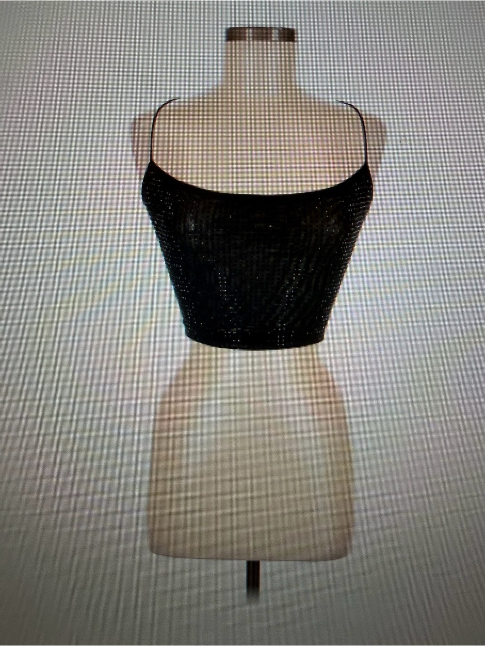 DAVEMOR Black Sequin Spaghetti Strap Cropped Camisole SZ large,NWT